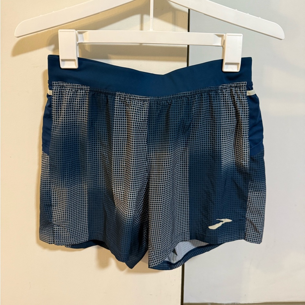 Brooks Navy and White Athletic Shorts